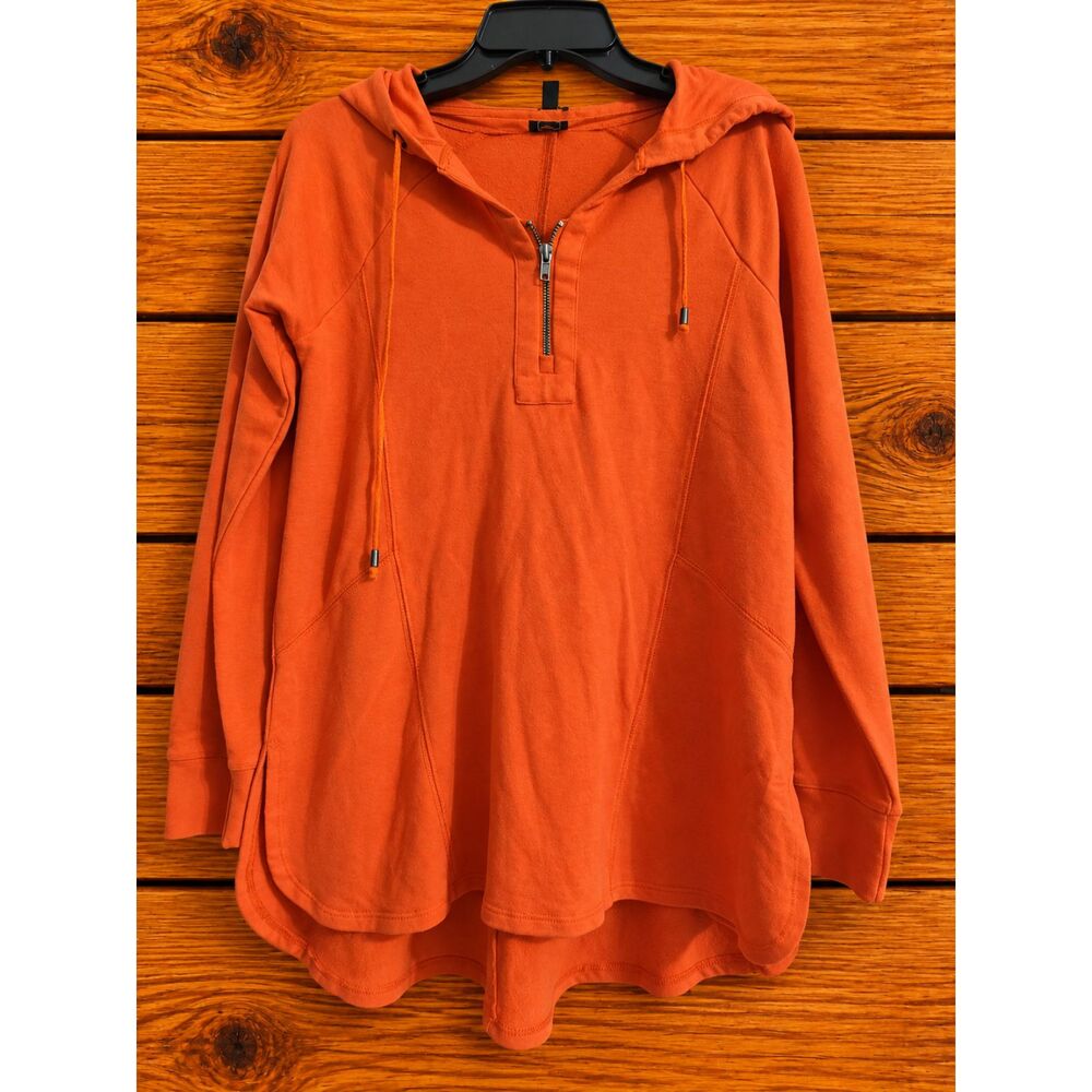C&C California Orange Quarter Zip Hoodie Pullover High Low Sweatshirt Womens XL